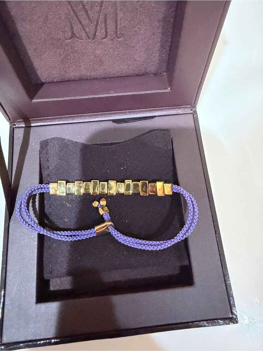 MONICA VINADER Lavender Cord Bracelet with 18k gold vermeil